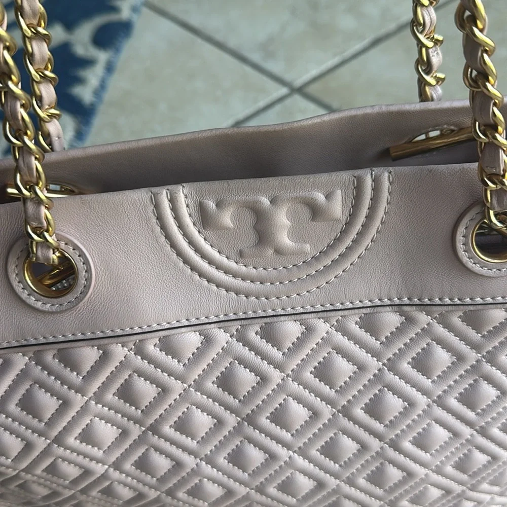 Tory Burch Fleming Pink Quilted Leather Tote